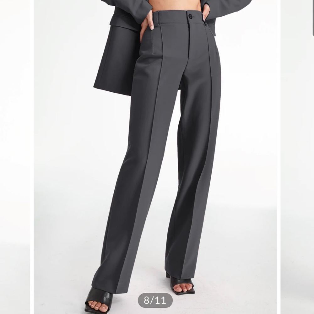 High Waisted Pleat Front Straight Leg Trousers